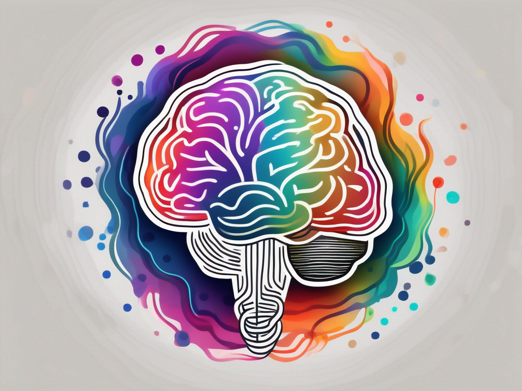 A brain with various vibrant streams of colors flowing smoothly from it