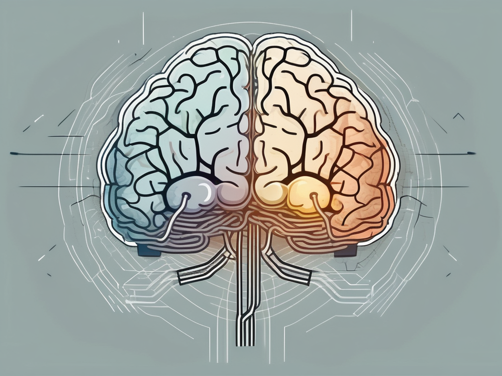 A brain with different sections illuminated and interconnected