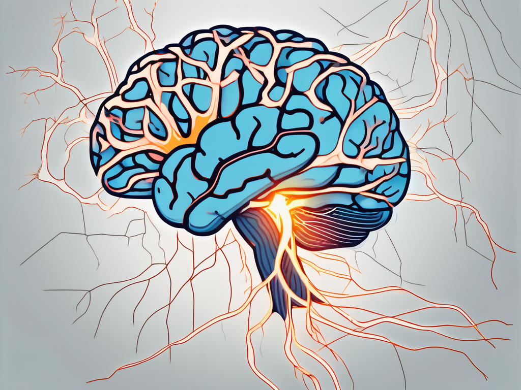 A brain illuminated and interconnected with lightning-like energy