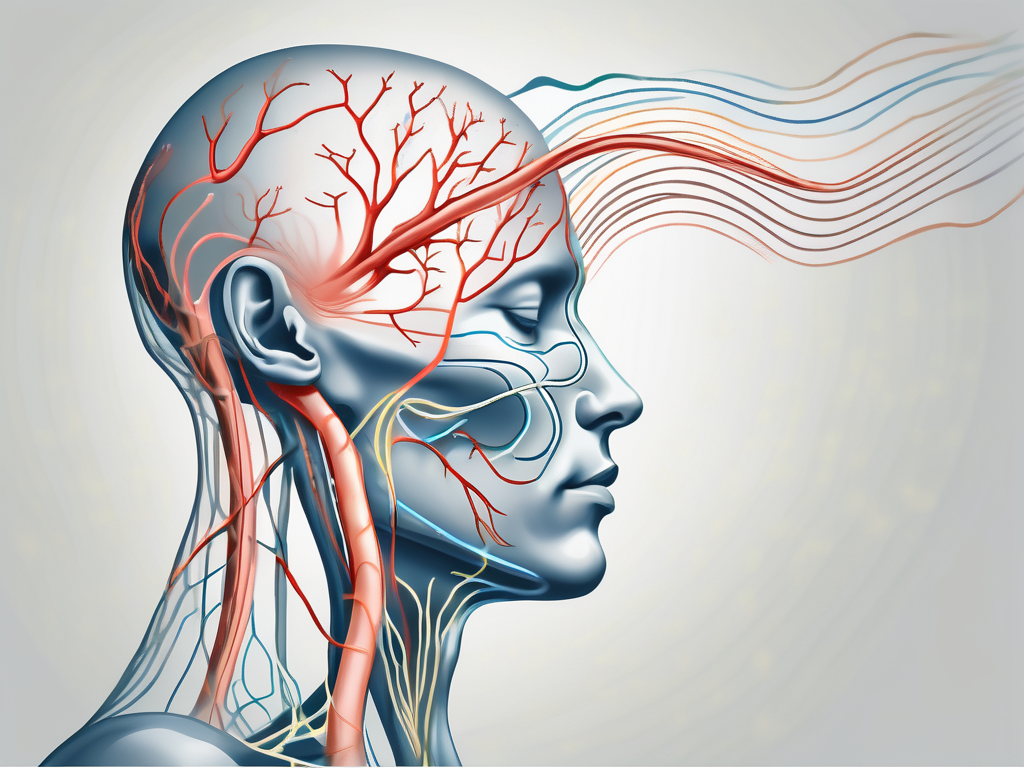 The glossopharyngeal nerve highlighted in a human anatomy