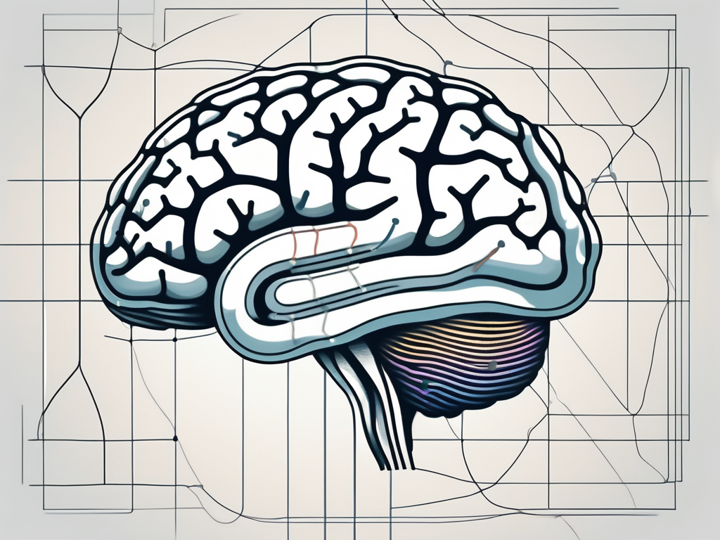 A brain with highlighted areas indicating the flow state